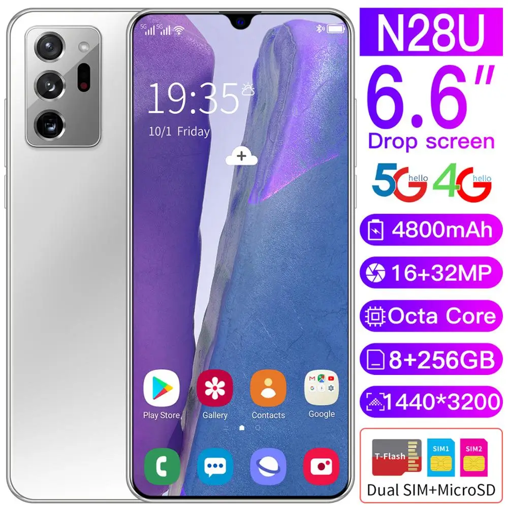 Galxy N28U Dual SIM 16+32MP Octa Core Mobile Phone 8GB 512GB Cell Phone Andriod 10 6.6 Inch 4800mAh Full Screen Smart Phone
Galxy N28U Dual SIM 16+32MP Octa Core Mobile Phone 8GB 512GB Cell Phone Andriod 10 6.6 Inch 4800mAh Full Screen Smart Phone