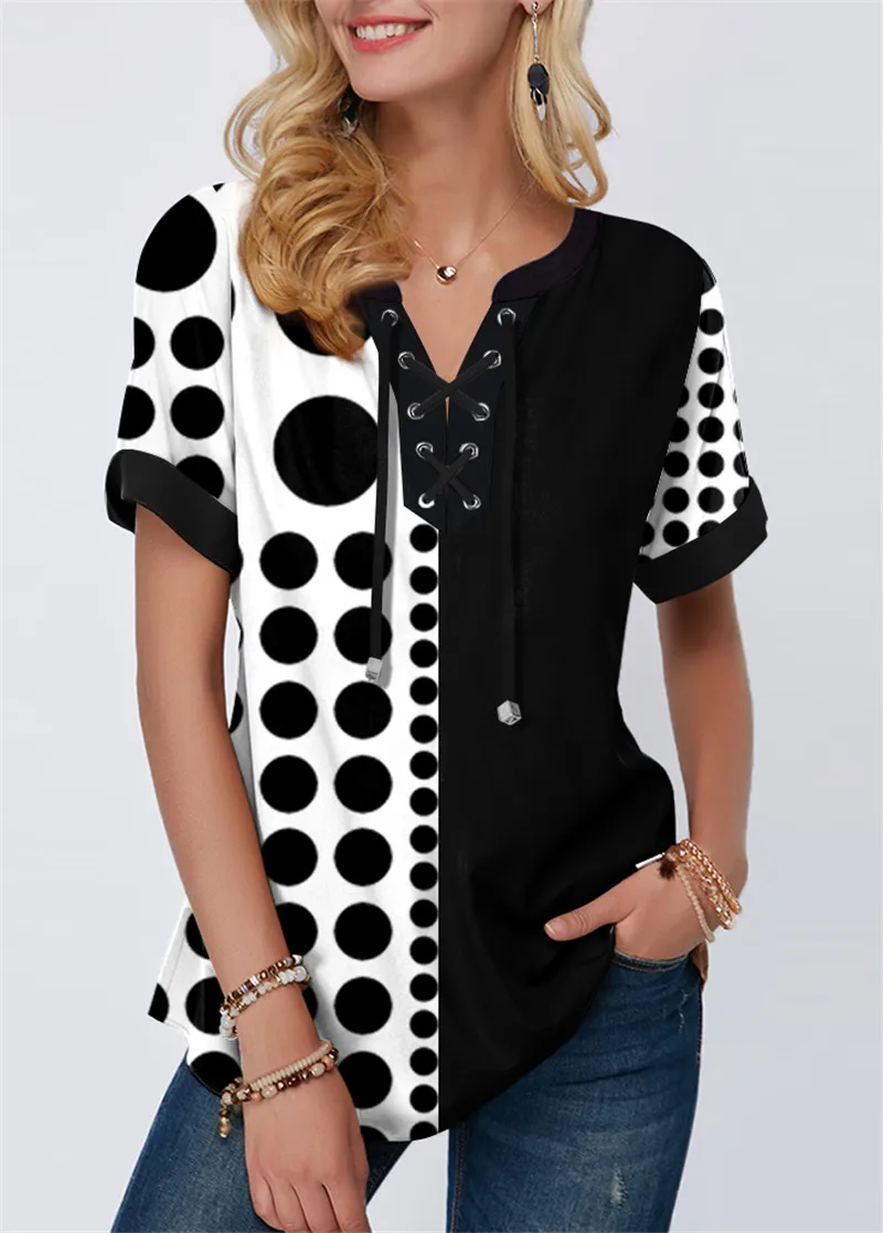 New summer fashion flower print bandage V collar loose casual T shirt women clothes
New summer fashion flower print bandage V collar loose casual T shirt women clothes