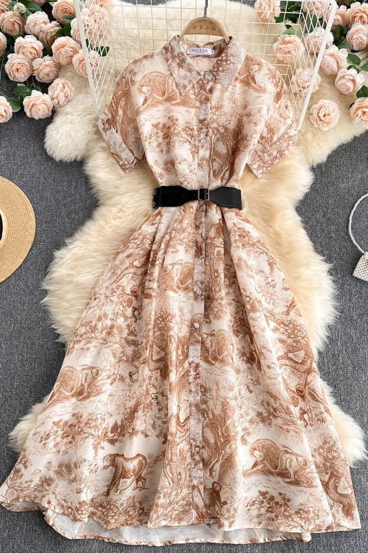 Women's Casual Floral Single Breasted Short Sleeve Shirt Dress 2021 Summer Office Lady Streetwear Elegant Vestidos 
Women's Casual Floral Single Breasted Short Sleeve Shirt Dress 2021 Summer Office Lady Streetwear Elegant Vestidos