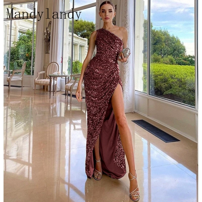 Mandylandy Dress Women's Sexy One Shoulder Slash Neck Solid Split Irregular Dress Elegant Sequined Slim High Waist Party Dress
Mandylandy Dress Women's Sexy One Shoulder Slash Neck Solid Split Irregular Dress Elegant Sequined Slim High Waist Party Dress