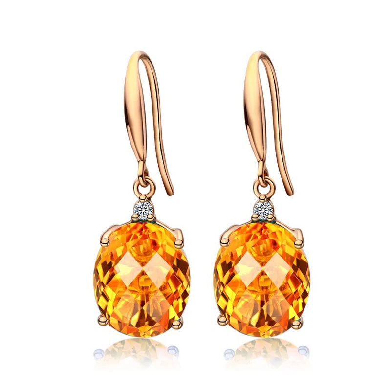 

Europe America Geometry Drop Earrings Inlay Yellow Oval Crystal AAA Cubic Zirconia Exquisite Women Wedding Engagement Jewellry