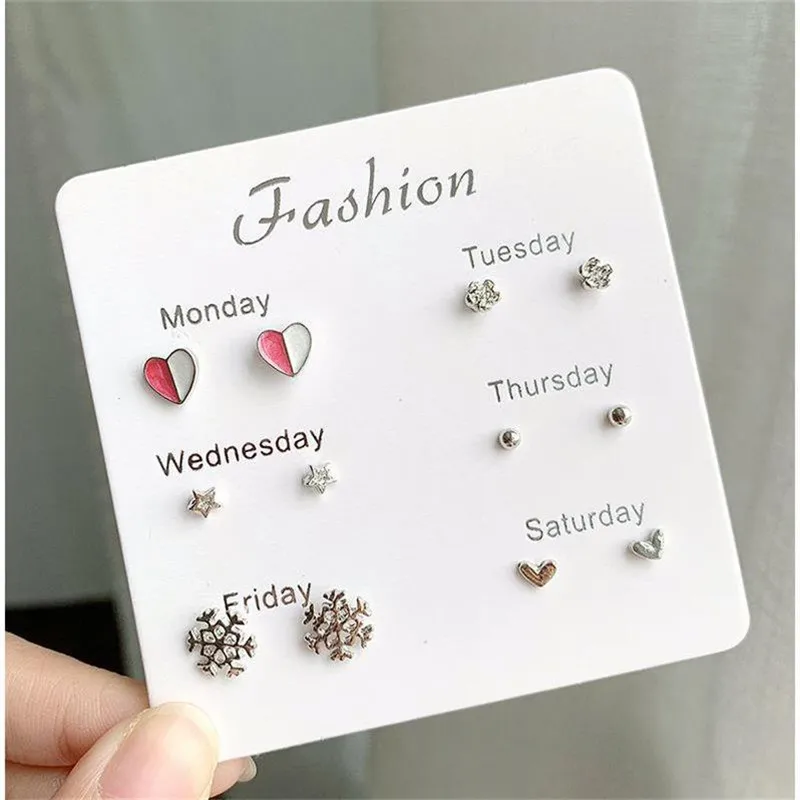 Charmsmic 6pairs/set Small Heart Star Stud Earrings Pink Heart Rhinestone Metal Ear Studs Children Ear Jewelry Birthday Gifts
Charmsmic 6pairs/set Small Heart Star Stud Earrings Pink Heart Rhinestone Metal Ear Studs Children Ear Jewelry Birthday Gifts