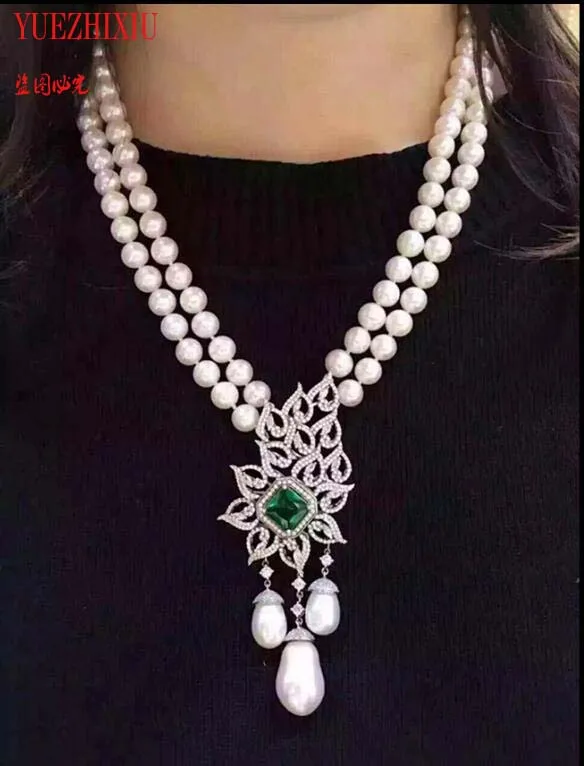 fresh water Pearl silver full set zircon 8-9mm round double layer women's Necklace
fresh water Pearl silver full set zircon 8-9mm round double layer women's Necklace