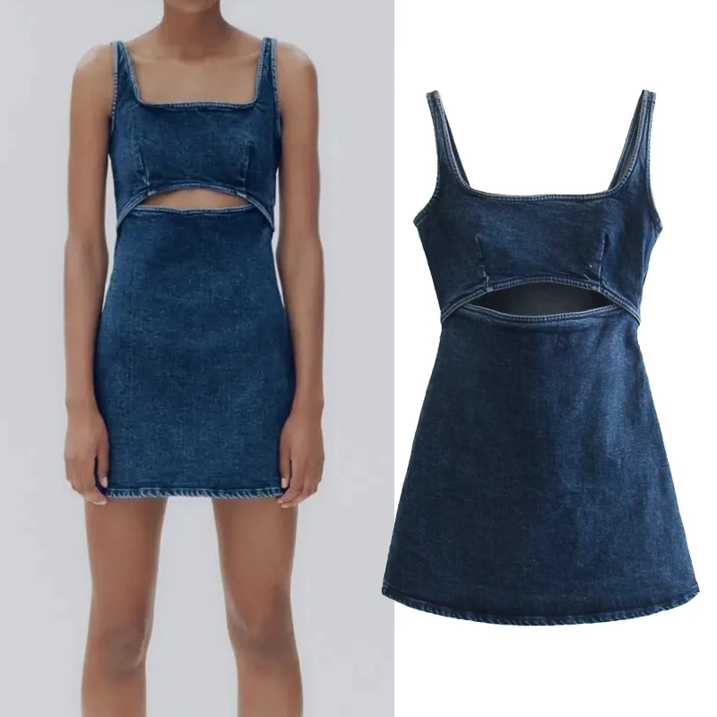Za Woman dress 2021 Autumn Dress Fashion Hollow Denim Mini Dress Ladies Vintage chic Tight Strap Women Party Dress Vestidos
Za Woman dress 2021 Autumn Dress Fashion Hollow Denim Mini Dress Ladies Vintage chic Tight Strap Women Party Dress Vestidos