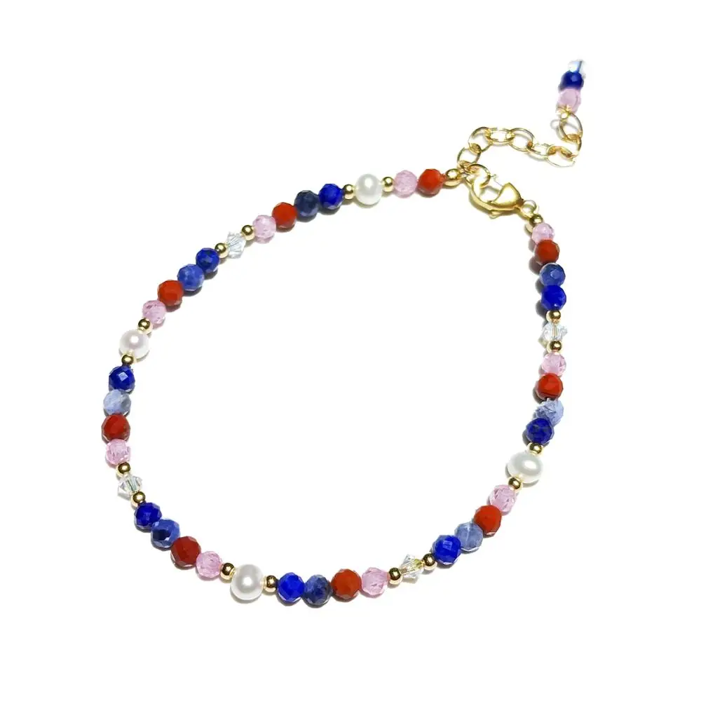 Lii Ji Lapis Lazuli Red Jasper Sodalite Sunstone Pearl 3mm Beads With Austrian Crystal 14K Gold Filled Beaded Bracelet 17+3cm
Lii Ji Lapis Lazuli Red Jasper Sodalite Sunstone Pearl 3mm Beads With Austrian Crystal 14K Gold Filled Beaded Bracelet 17+3cm