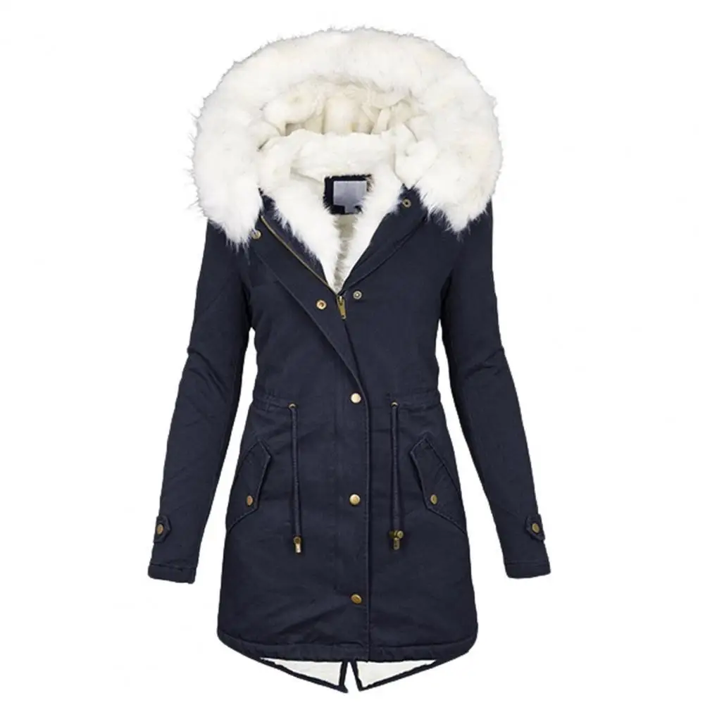 Zipper Buttons Closure Women Coat Long Sleeve Waist Drawstring Plush Hooded Fleece Lined Cotton Coat Outerwear Winter Clothes
Zipper Buttons Closure Women Coat Long Sleeve Waist Drawstring Plush Hooded Fleece Lined Cotton Coat Outerwear Winter Clothes