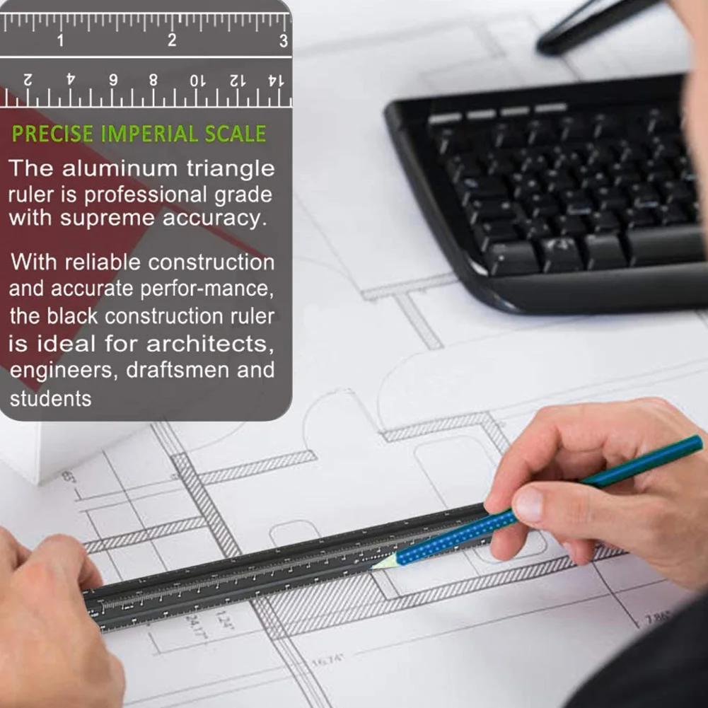 Architectural Scale Ruler 12" Aluminum Architect Blueprint Triangle Drafting Architect Metal Architecture Ruler for Triangular
Architectural Scale Ruler 12" Aluminum Architect Blueprint Triangle Drafting Architect Metal Architecture Ruler for Triangular