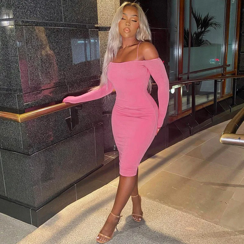 Off Shoulder Long Sleeve Bodycon Midi Dress Elegant Sexy Fall Clothes for Woman Party Night Club Dresses
Off Shoulder Long Sleeve Bodycon Midi Dress Elegant Sexy Fall Clothes for Woman Party Night Club Dresses
