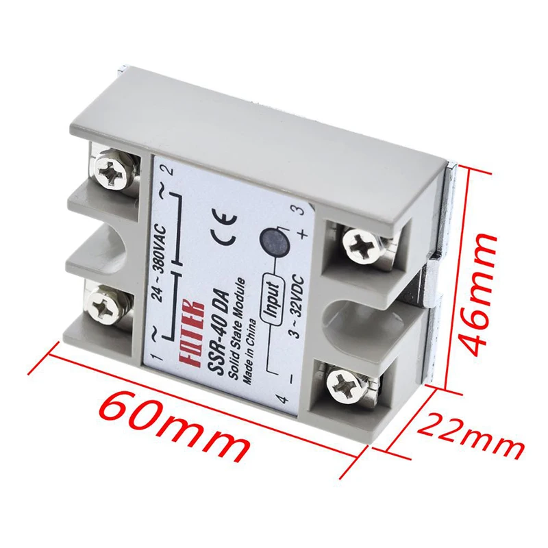 Твердотельное реле Φ SSR-10DA 10A 25A 40A 50A фактически 3-32V DC TO 24-380V AC SSR 10DA 25DA 40DA 50DA |