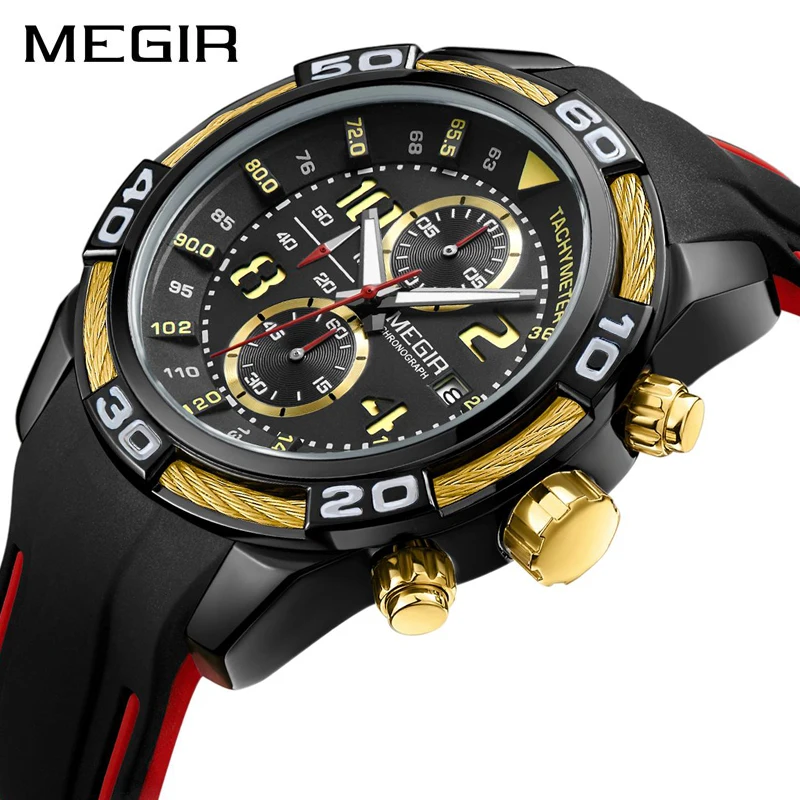 MEGIR Silicone Sport Mens Watches Top Brand Luxury Army Military Watch Clock Men Chronograph Quartz Wristwatch Relogio Masculino
MEGIR Silicone Sport Mens Watches Top Brand Luxury Army Military Watch Clock Men Chronograph Quartz Wristwatch Relogio Masculino