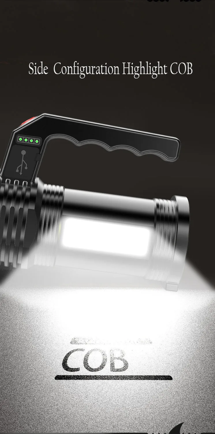 Powerful LED Flashlight Portable LED P500 Torch USB Rechargeable Searchlight Strong Light Super Bright Outdoor High-power Light
Powerful LED Flashlight Portable LED P500 Torch USB Rechargeable Searchlight Strong Light Super Bright Outdoor High-power Light