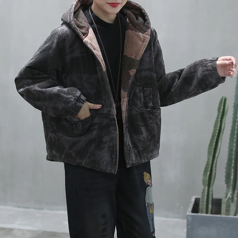 SOUL OF TIGER 2019 Fashion Korean Style Ladies Vintage Corduroy Jackets Women Camouflage Snow Coat Winter Casual Hooded Clothing
SOUL OF TIGER 2019 Fashion Korean Style Ladies Vintage Corduroy Jackets Women Camouflage Snow Coat Winter Casual Hooded Clothing