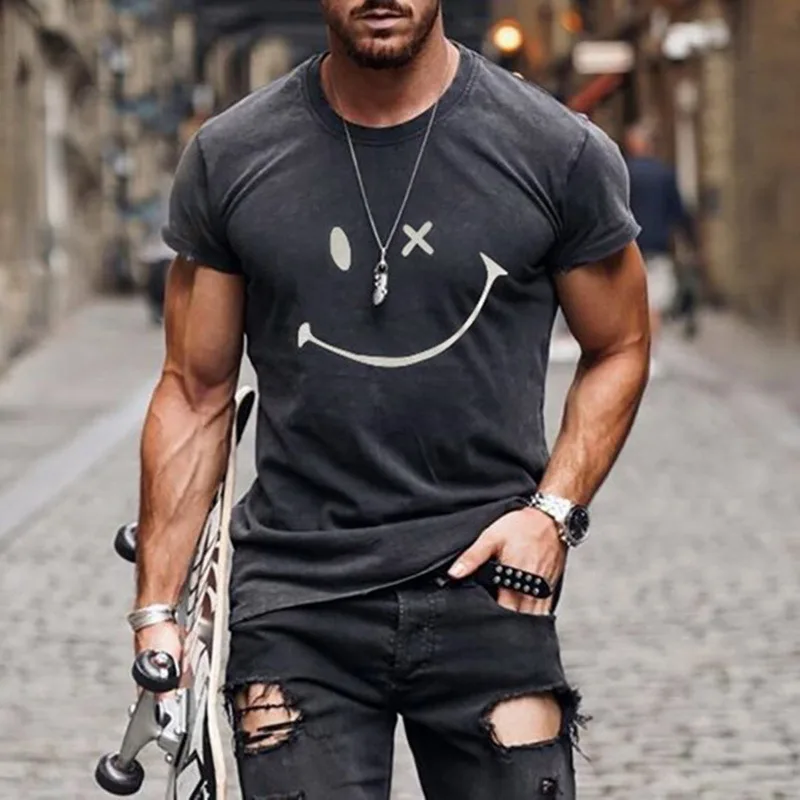 2021 Summer Casual Short Sleeve T-Shirts For Mens Fashion Smiley Face Print O-Neck Pullover Tops Plus Size Male Tee Streetwear
2021 Summer Casual Short Sleeve T-Shirts For Mens Fashion Smiley Face Print O-Neck Pullover Tops Plus Size Male Tee Streetwear