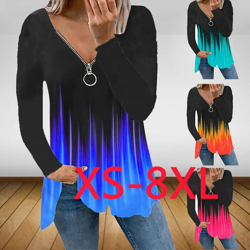 2021 Summer Gradient Color Zipper Women's Blouse Sleeve Long Sleeve Printed Loose V-neck Women's Fashion Loose XL Women's Blouse
2021 Summer Gradient Color Zipper Women's Blouse Sleeve Long Sleeve Printed Loose V-neck Women's Fashion Loose XL Women's Blouse