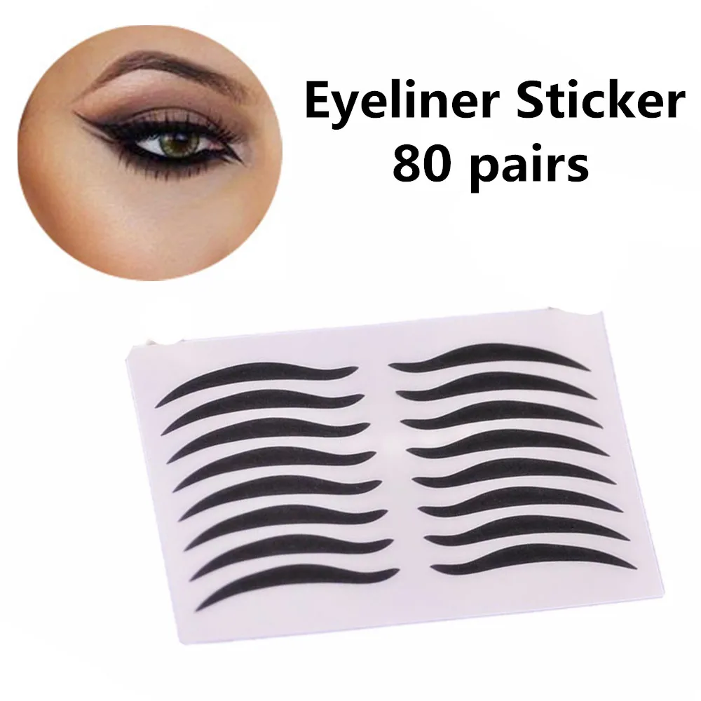 

80 Pairs Temporary Eye Beauty Eyeliner Sticker Transfer Tape Smoky Eyeshadow High Quality Professional Makeup Eyeliner Stamp