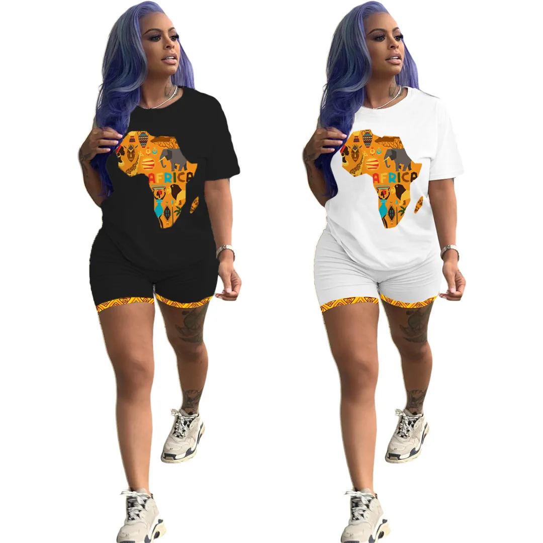 Zity Summer Women's Africa Map Printed Casual Sports Suit High Street Elastic Waist Straight Shorts O-NeckT Shirt
Zity Summer Women's Africa Map Printed Casual Sports Suit High Street Elastic Waist Straight Shorts O-NeckT Shirt