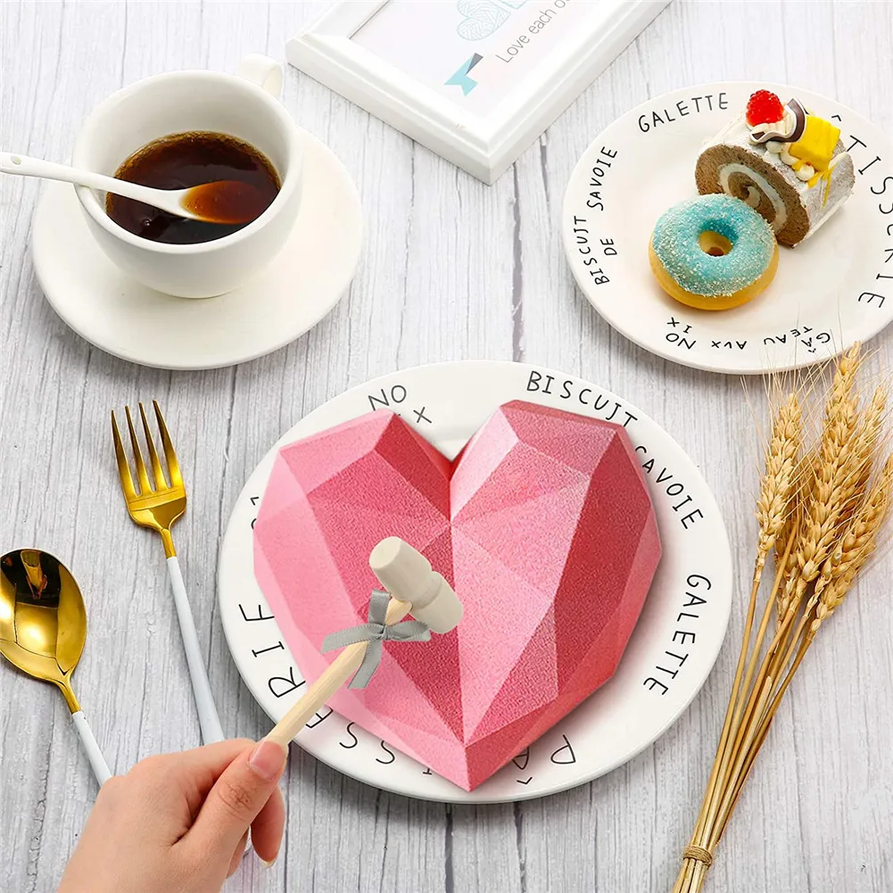 Diamond Heart Shaped Mousse Cake Mold Silicone Baking Mold DIY Baking Decoration with Mallets and 2 Chocolate Molds
Diamond Heart Shaped Mousse Cake Mold Silicone Baking Mold DIY Baking Decoration with Mallets and 2 Chocolate Molds