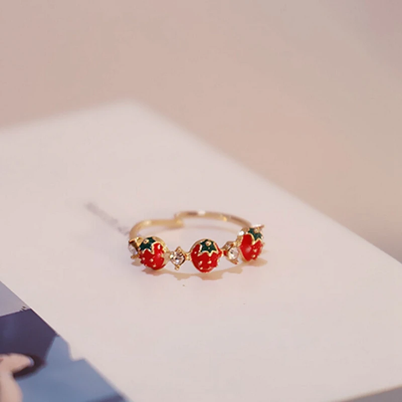 Rhinestones Sweet Fruit Red Strawberry Open Adjustable Finger Rings For Women Girls Party Gifts
Rhinestones Sweet Fruit Red Strawberry Open Adjustable Finger Rings For Women Girls Party Gifts