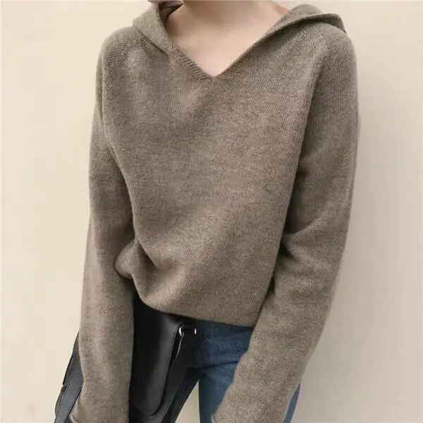 Winter Women Hooded Cashmere Sweaters 2020 Fashion Loose Pullovers Korean Chic Loose Long-sleeved Knitted Jumpers Female Tops
Winter Women Hooded Cashmere Sweaters 2020 Fashion Loose Pullovers Korean Chic Loose Long-sleeved Knitted Jumpers Female Tops