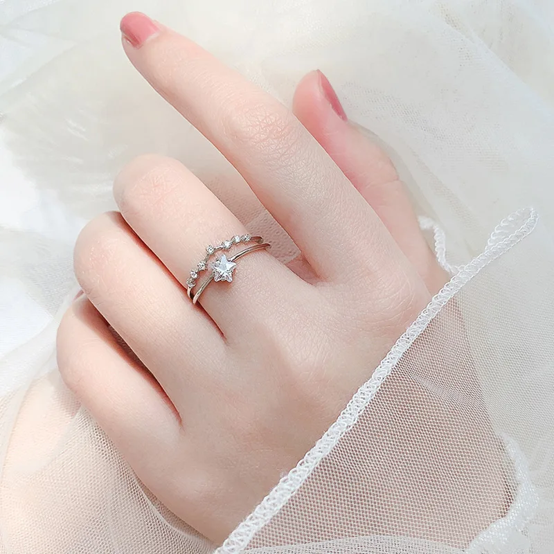 VENTFILLE 925 Sterling Silver Japanese And Korean Students Design Open Index Finger Ring Female Wild Diamond Crystal Double Ring
VENTFILLE 925 Sterling Silver Japanese And Korean Students Design Open Index Finger Ring Female Wild Diamond Crystal Double Ring