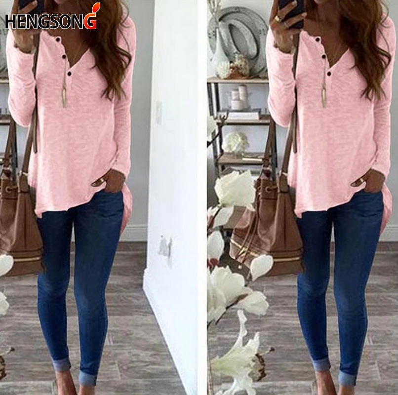 Casual Top Women Blouse Burst Sexy Slim Base Shirt Small V-neck Button Long Sleeve Shirts Women Tops Clothes Spring
Casual Top Women Blouse Burst Sexy Slim Base Shirt Small V-neck Button Long Sleeve Shirts Women Tops Clothes Spring