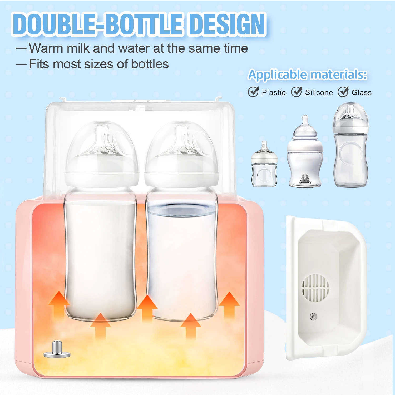 Baby Bottle Warmer & Bottle Sterilizer, Double Bottle Warmer for Breast Milk, LCD Display Accurate Temperature Control
Baby Bottle Warmer & Bottle Sterilizer, Double Bottle Warmer for Breast Milk, LCD Display Accurate Temperature Control