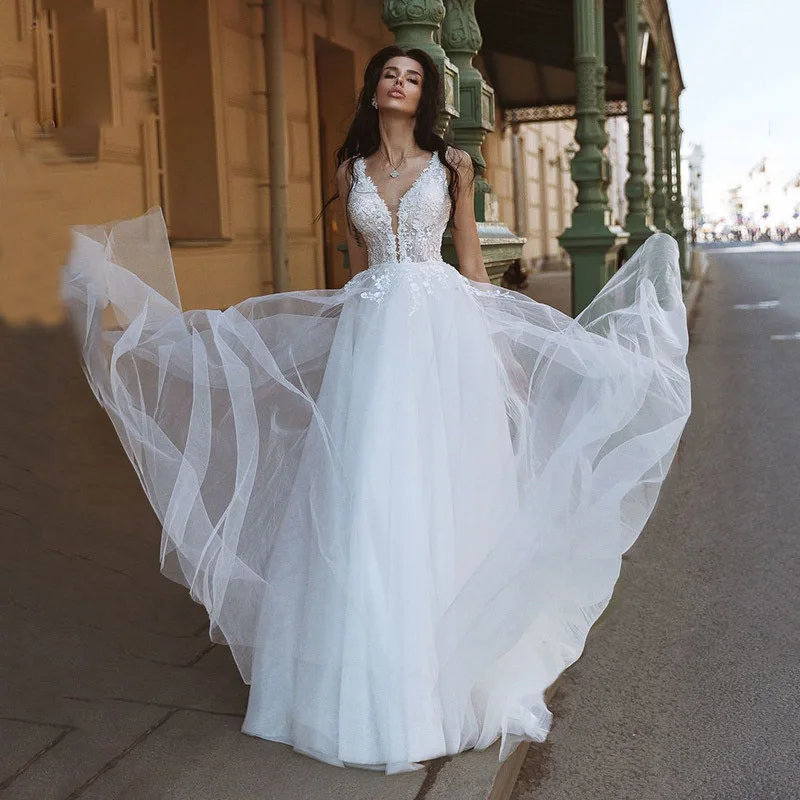 MNGRL New Simple Wedding Dress Backless Sleeveless Design Chiffon Lace Bride Dresses Princess Dress Plus Size Tailor-made
MNGRL New Simple Wedding Dress Backless Sleeveless Design Chiffon Lace Bride Dresses Princess Dress Plus Size Tailor-made