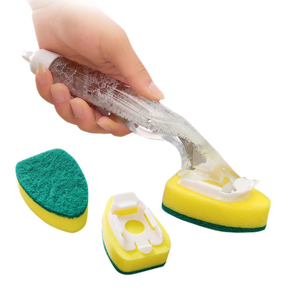 Replaceable Kitchen Cleaning Brush With Refill Liquid Handle Scouring Pad Sponge Brush Dispenser Dish Scrubber Home Washing Tool
Replaceable Kitchen Cleaning Brush With Refill Liquid Handle Scouring Pad Sponge Brush Dispenser Dish Scrubber Home Washing Tool