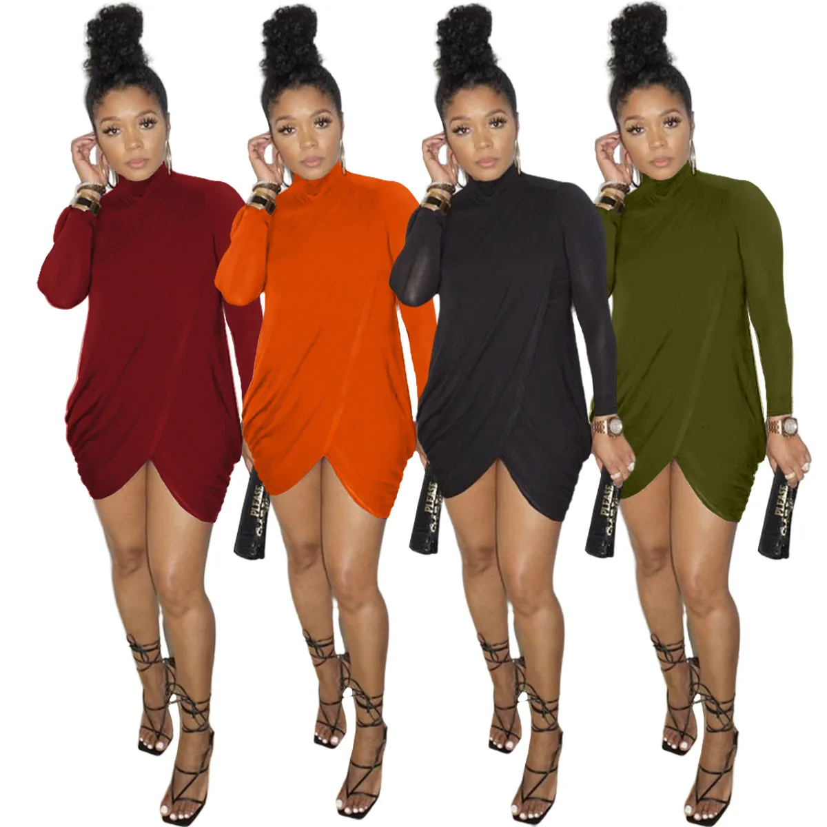 Solid Color Half High Collar Cross Split High Collar Slim Mini Dress 2021 Women's Dress High Street Party Fashion Nightwear
Solid Color Half High Collar Cross Split High Collar Slim Mini Dress 2021 Women's Dress High Street Party Fashion Nightwear