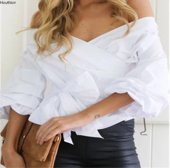 Houthion New Blouses 3/4 Sleeve Women Blouse Comfortable Fashion Leisure TopSummer V-neck Loose Shirts Bandage
Houthion New Blouses 3/4 Sleeve Women Blouse Comfortable Fashion Leisure TopSummer V-neck Loose Shirts Bandage