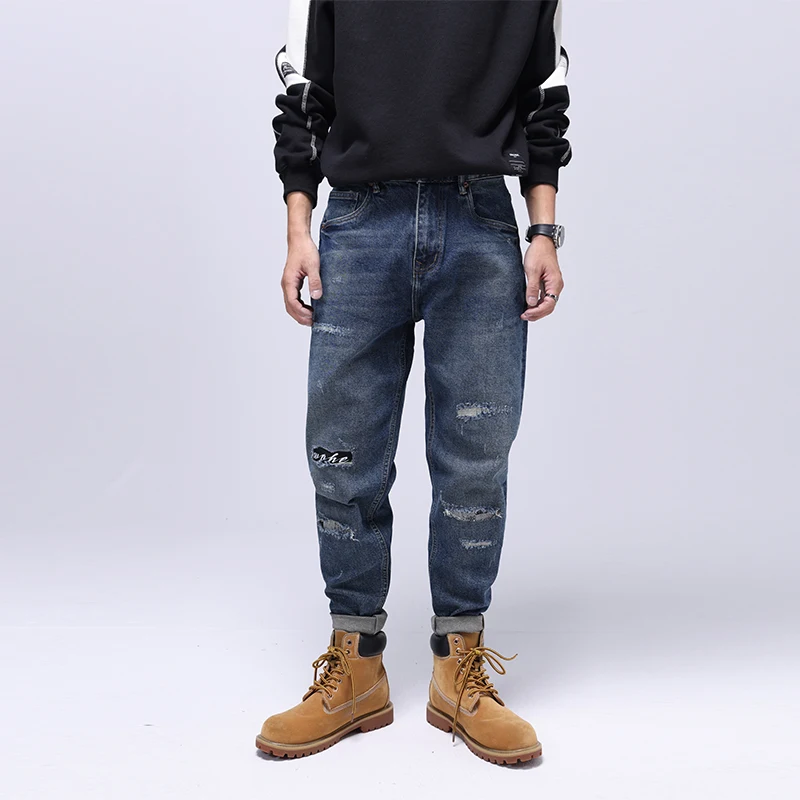 Street Style Fashion Men Jeans Retro Blue Loose Fit Destroyed Wide Leg Ripped Jeans Men Patches Designer Hip Hop Denim Pants
Street Style Fashion Men Jeans Retro Blue Loose Fit Destroyed Wide Leg Ripped Jeans Men Patches Designer Hip Hop Denim Pants