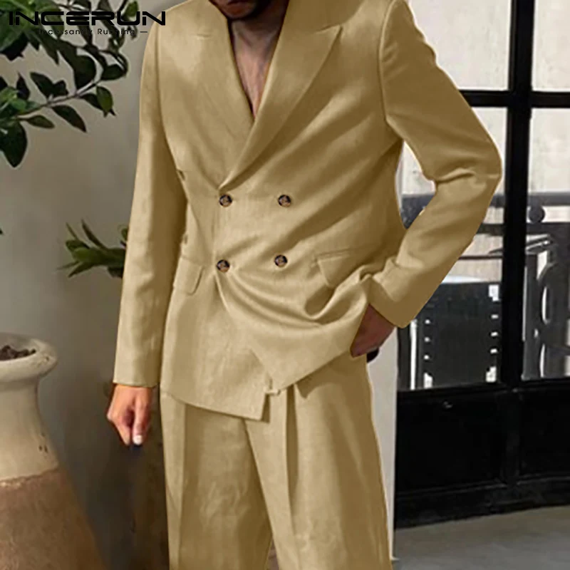 Fashion Men Blazer Lapel Long Sleeve Streetwear Double Breasted Elegant Suits Solid Color Casual Thin Coats Men S-5XL INCERUN 7
Fashion Men Blazer Lapel Long Sleeve Streetwear Double Breasted Elegant Suits Solid Color Casual Thin Coats Men S-5XL INCERUN 7