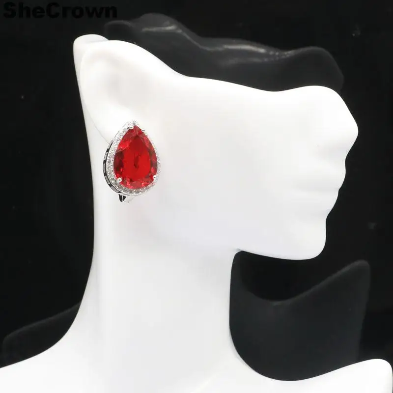 22x16mm SheCrown Water Drop 18x13mm Created Red Blood Ruby Kunzite CZ Gift For Ladies Jewelry Silver Earrings
22x16mm SheCrown Water Drop 18x13mm Created Red Blood Ruby Kunzite CZ Gift For Ladies Jewelry Silver Earrings