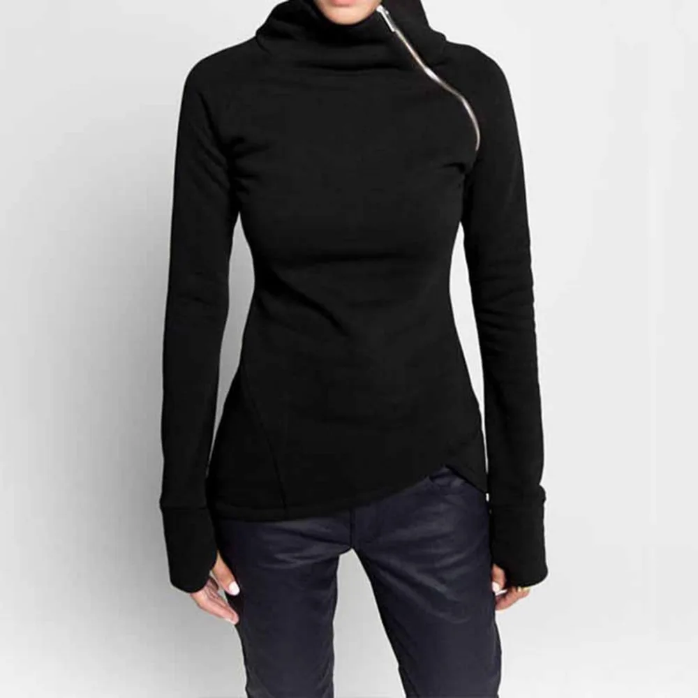 Spring Autumn Casual Solid Hoodies Women Long Sleeve Turtleneck Zipper Sweatshirts Female Irregular Tops 2021
Spring Autumn Casual Solid Hoodies Women Long Sleeve Turtleneck Zipper Sweatshirts Female Irregular Tops 2021