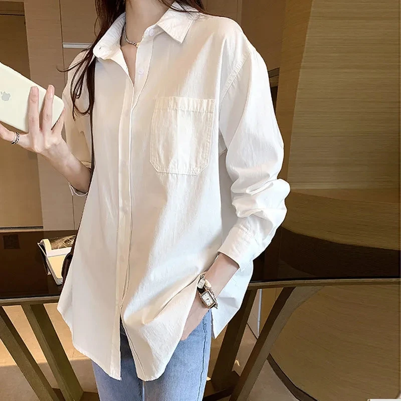 Cotton Large Size 4XL Baggy White Mid-Length Shirts Women Korean Basic Polo-Neck Blouse Female Formal Business Professional Tops
Cotton Large Size 4XL Baggy White Mid-Length Shirts Women Korean Basic Polo-Neck Blouse Female Formal Business Professional Tops
