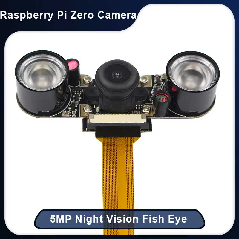 5MP Raspberry Pi Zero Camera Module Night Vision Fish Eye Camera 1080P Webcam + 2pcs Infrared Lights for Raspberry Pi Zero W 1.3
5MP Raspberry Pi Zero Camera Module Night Vision Fish Eye Camera 1080P Webcam + 2pcs Infrared Lights for Raspberry Pi Zero W 1.3
