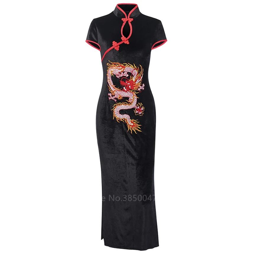 2021 Chinese Dress Emboridery Dragon Women Split Qipao Vintage Long Robes Vestidos Short Sleeve Collar Slim Traditional Clothing
2021 Chinese Dress Emboridery Dragon Women Split Qipao Vintage Long Robes Vestidos Short Sleeve Collar Slim Traditional Clothing