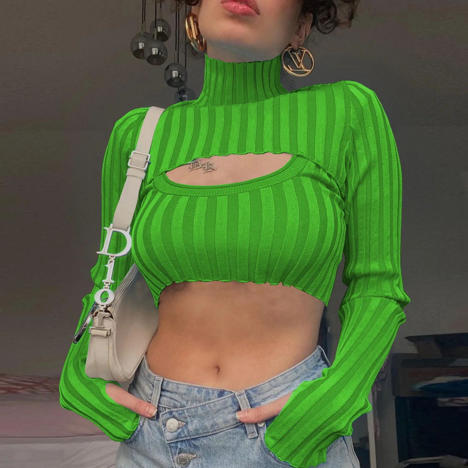 2021 Autumn Fashion Turtleneck Women Top 2 Pieces Long Sleeve Cropped Top T-Shirts Striped Knitted Top Tees Slim aesthetic Y2K
2021 Autumn Fashion Turtleneck Women Top 2 Pieces Long Sleeve Cropped Top T-Shirts Striped Knitted Top Tees Slim aesthetic Y2K