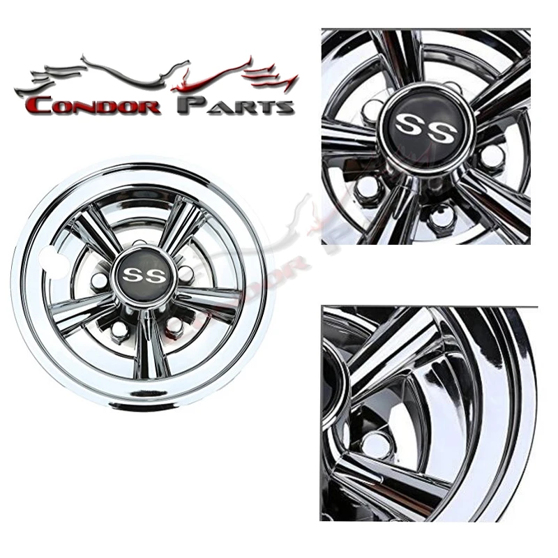 Condor Parts - High Gloss Chromed 8" SS Golf Cart Wheel Covers,Top Selling 5 Spoke Design Hub Caps for Golf Carts, Set Of 4.
Condor Parts - High Gloss Chromed 8" SS Golf Cart Wheel Covers,Top Selling 5 Spoke Design Hub Caps for Golf Carts, Set Of 4.