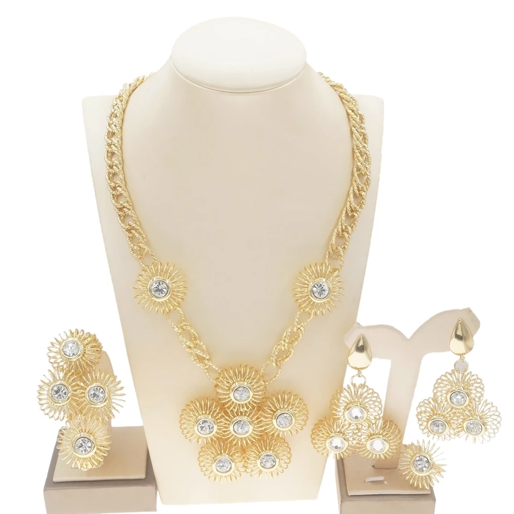 Yulaili Wholesale High Quality Flower Shape Necklace Jewelry Set Latest Dubai Gold-Plated Ladies Party Wedding Jewellery Sets 
Yulaili Wholesale High Quality Flower Shape Necklace Jewelry Set Latest Dubai Gold-Plated Ladies Party Wedding Jewellery Sets
