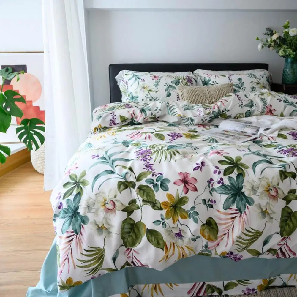 Silkly Egyptian Cotton Bedding Set Floral Printed Quanlity Linens Sheet Pillowcase Duvet Cover
Silkly Egyptian Cotton Bedding Set Floral Printed Quanlity Linens Sheet Pillowcase Duvet Cover