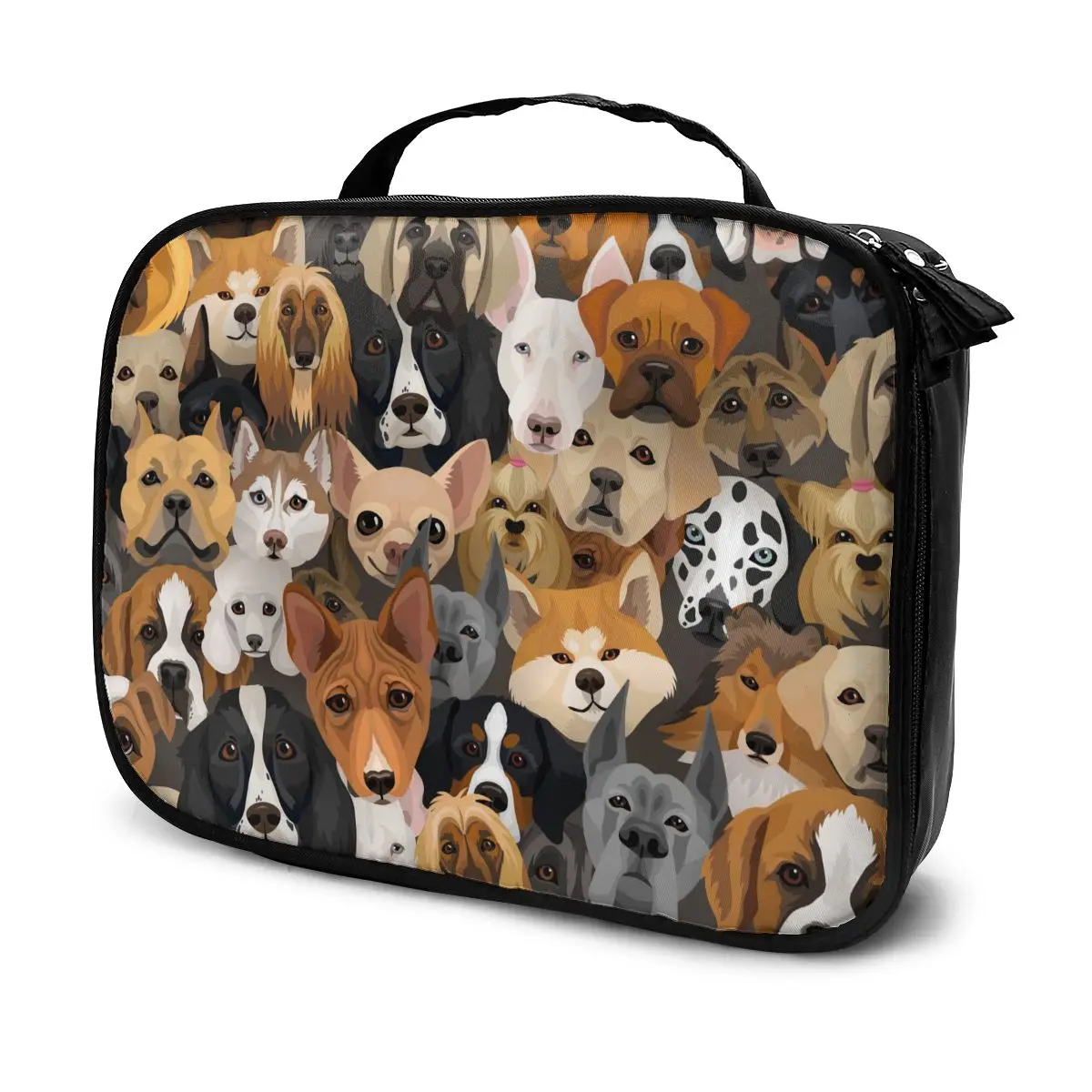 

Multifunction Cosmetic Bag Dogs Different Breeds Women Makeup Bag Toiletries Grooming Kit Travel Insert Organizer Case Handbag