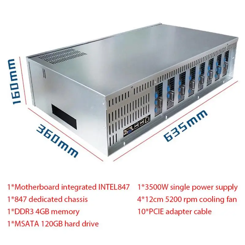 New 3500W/2500W Motherboard Integrated INTEL847 GPU Chassis 4GB Memory MSATA 120GB Hard Drive 5200 RPM Cooling Fan Mining Host
New 3500W/2500W Motherboard Integrated INTEL847 GPU Chassis 4GB Memory MSATA 120GB Hard Drive 5200 RPM Cooling Fan Mining Host