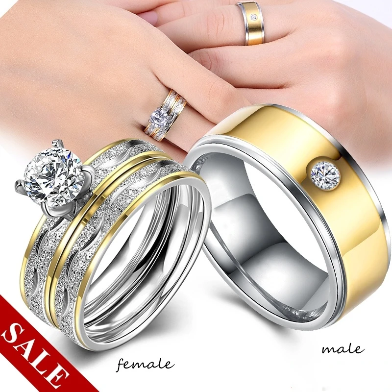 Couple Rings Trendy Women White Crystal CZ Rings Set Simple Zircon Stainless Steel Men Ring Wedding Jewelry Gifts For Lover
Couple Rings Trendy Women White Crystal CZ Rings Set Simple Zircon Stainless Steel Men Ring Wedding Jewelry Gifts For Lover