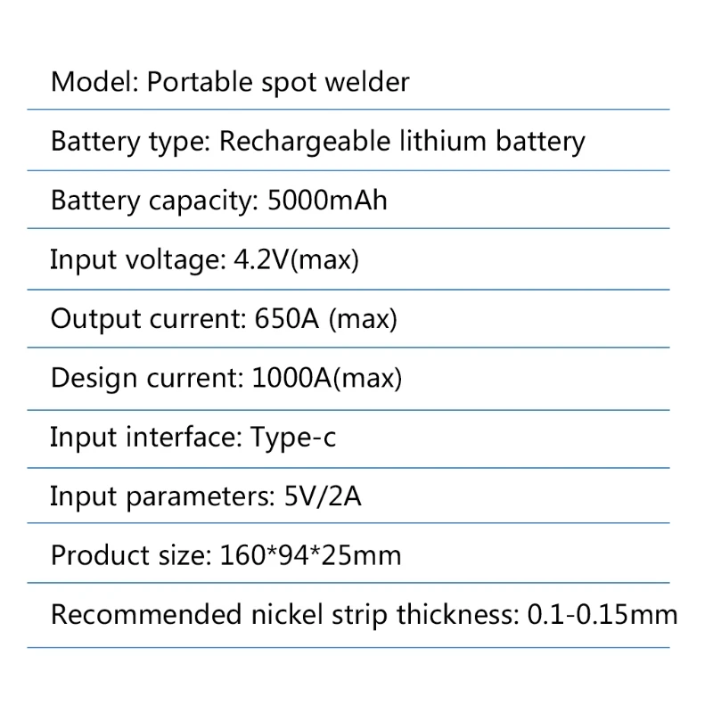 5000mAh 6 Gears Adjustable Mini Spot Welding Machine with Type-C Quick-Release Pens Portable Spot Welder Machine Kit for 18650
5000mAh 6 Gears Adjustable Mini Spot Welding Machine with Type-C Quick-Release Pens Portable Spot Welder Machine Kit for 18650
