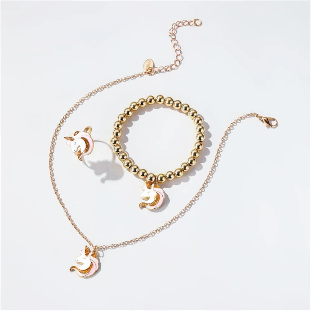 2020 new fashion cartoon jewelry cute unicorn necklace female pendant elastic bracelet ring three-piece jewelry gift wholesale
2020 new fashion cartoon jewelry cute unicorn necklace female pendant elastic bracelet ring three-piece jewelry gift wholesale