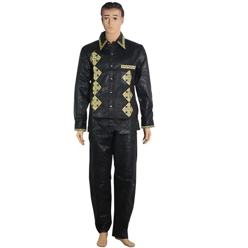 

Африканская мужская одежда Dashiki Bazin богатые африканские халаты для мужчин комплект из двух предметов рубашка с брюками длинные брюки Топы