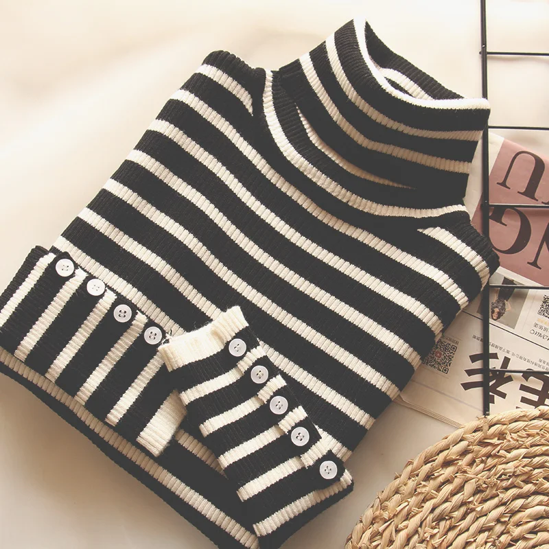 Turtleneck Striped Knitted Women Sweaters 2021 Autumn Winter Elastic Office Lady Elegant Pulls Slim Versatile Outwear Tops
Turtleneck Striped Knitted Women Sweaters 2021 Autumn Winter Elastic Office Lady Elegant Pulls Slim Versatile Outwear Tops
