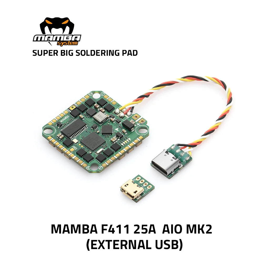 DIATONE MAMBA F411 25A AIO MK2 4S 8bit Flight Controller Stack External USB 25.5mm/M2
DIATONE MAMBA F411 25A AIO MK2 4S 8bit Flight Controller Stack External USB 25.5mm/M2