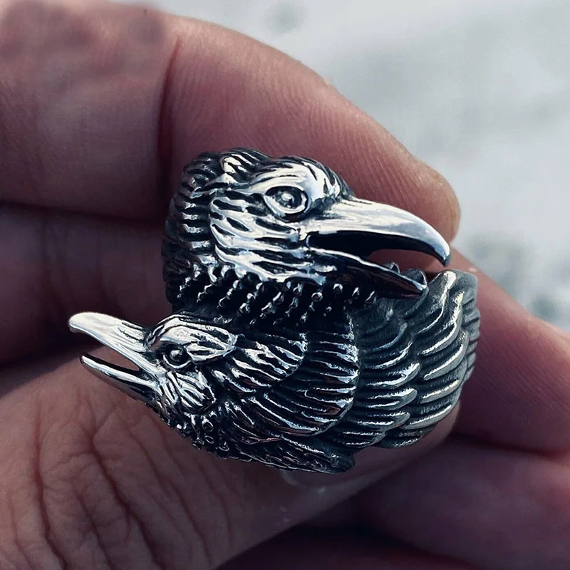 Vintage Viking Two Entwined Ravens Ring Norse Mythology Odin Crow Stainless Steel Rings for Men Women Nordic Amulet Jewelry Gift
Vintage Viking Two Entwined Ravens Ring Norse Mythology Odin Crow Stainless Steel Rings for Men Women Nordic Amulet Jewelry Gift